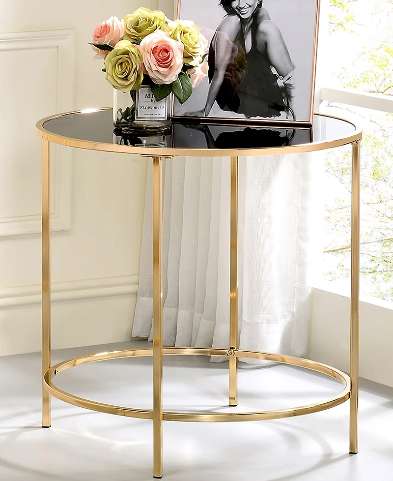 Furniture of America Vardo Glass Top Side Table