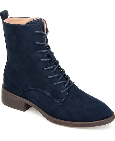 Journee Collection Women's Vienna Lace Up Stacked Heel Booties