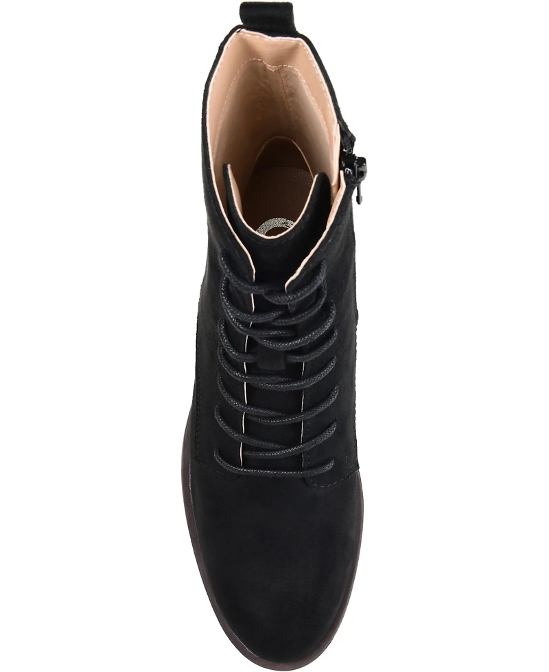 Journee Collection Women's Vienna Lace Up Stacked Heel Booties