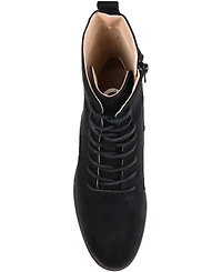 Journee Collection Women's Vienna Lace Up Stacked Heel Booties