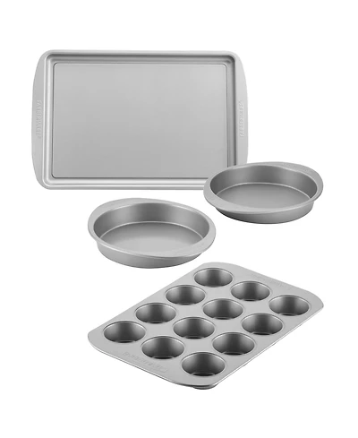 Farberware Bakeware Nonstick Cookie, Muffin, Cupcake, and Cake Pan Set, 4-Pc., Gray
