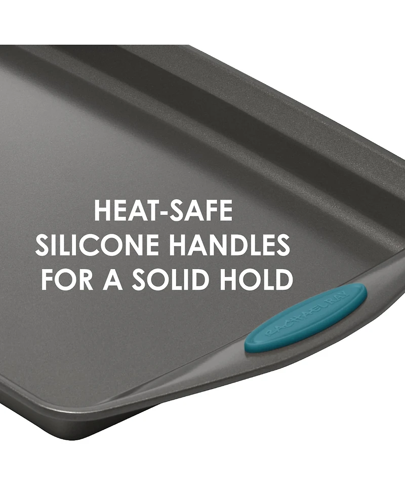 Rachael Ray Nonstick Bakeware Cookie Pan and Turner Spatula Set, 5-Pc., Marine Blue Handles