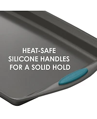 Rachael Ray Nonstick Bakeware Cookie Pan and Turner Spatula Set, 5-Pc., Marine Blue Handles
