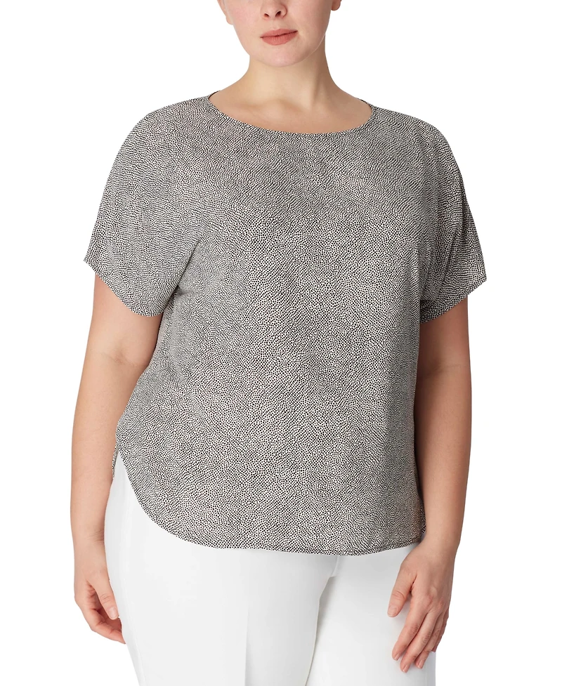 Anne Klein Plus Printed Short-Sleeve Top
