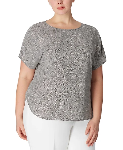 Anne Klein Plus Printed Short-Sleeve Top