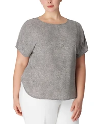 Anne Klein Plus Printed Short-Sleeve Top