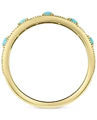 Effy Diamond (1/4 ct. t.w.) & Turquoise (2-1/2mm) Band Ring In 14k Gold