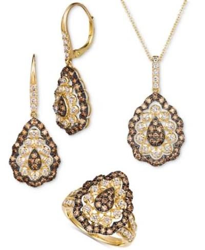 Le Vian Chocolate Diamond Nude Diamond Teardrop Cluster Jewelry Collection In 14k Gold