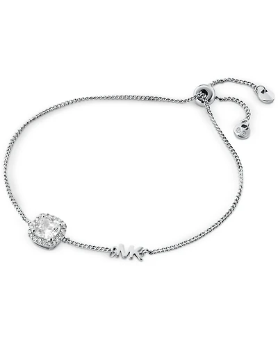 Michael Kors Silver-Tone Crystal Slider Bracelet