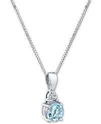 Aquamarine (1/3 ct. t.w.) & Diamond Accent 18" Pendant Necklace in 14k White Gold