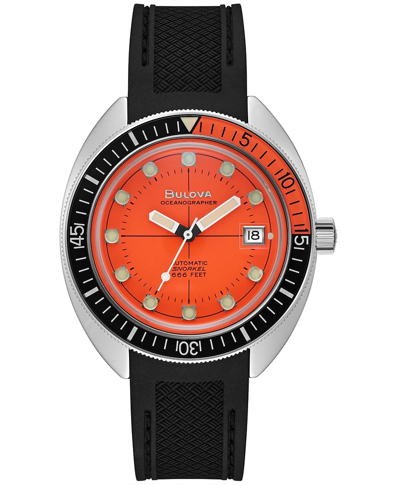 Bulova Men's Automatic Oceanographer Gmt Black Polyurethane Strap Watch 41mm