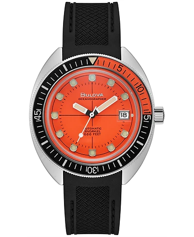 Bulova Men's Automatic Oceanographer Gmt Black Polyurethane Strap Watch 41mm