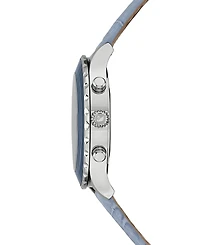 Swarovski Women's Swiss Chronograph Octea Lux Blue Crocodile Leather Strap Watch 38mm