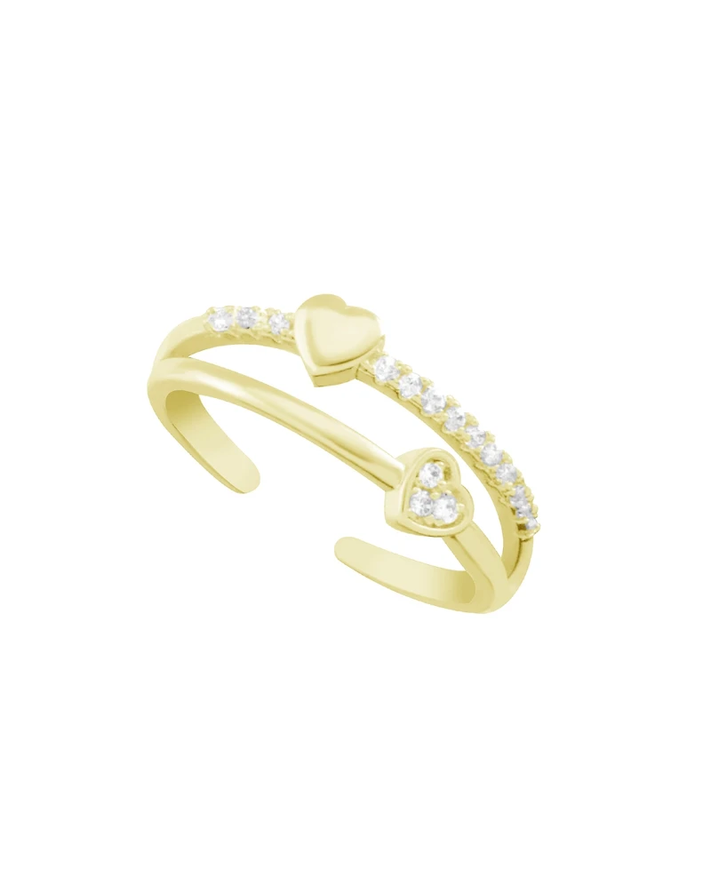And Now This Cubic Zirconia Double Row Heart Toe Ring in Gold Plate