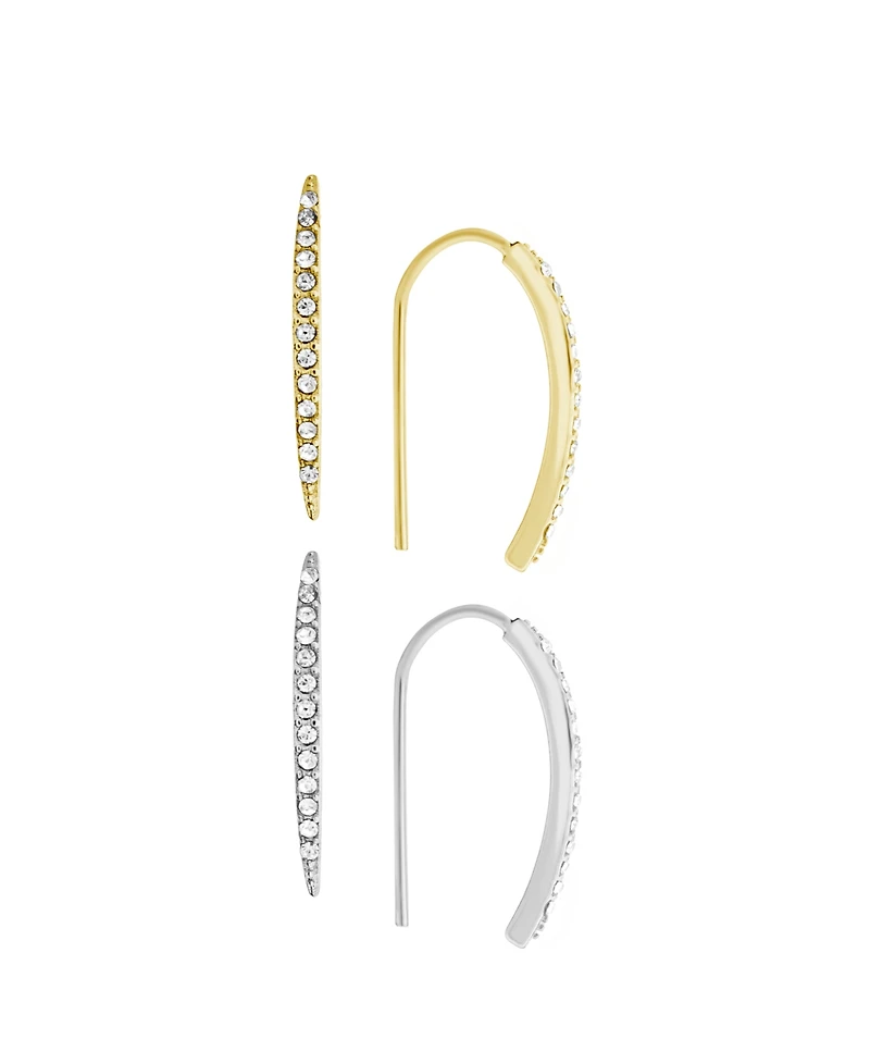 Essentials Crystal Duo Threader Earrings in Silver Plate and Gold Plate