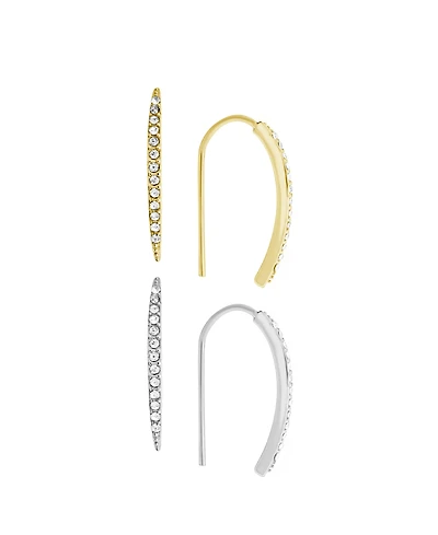 Essentials Crystal Duo Threader Earrings in Silver Plate and Gold Plate