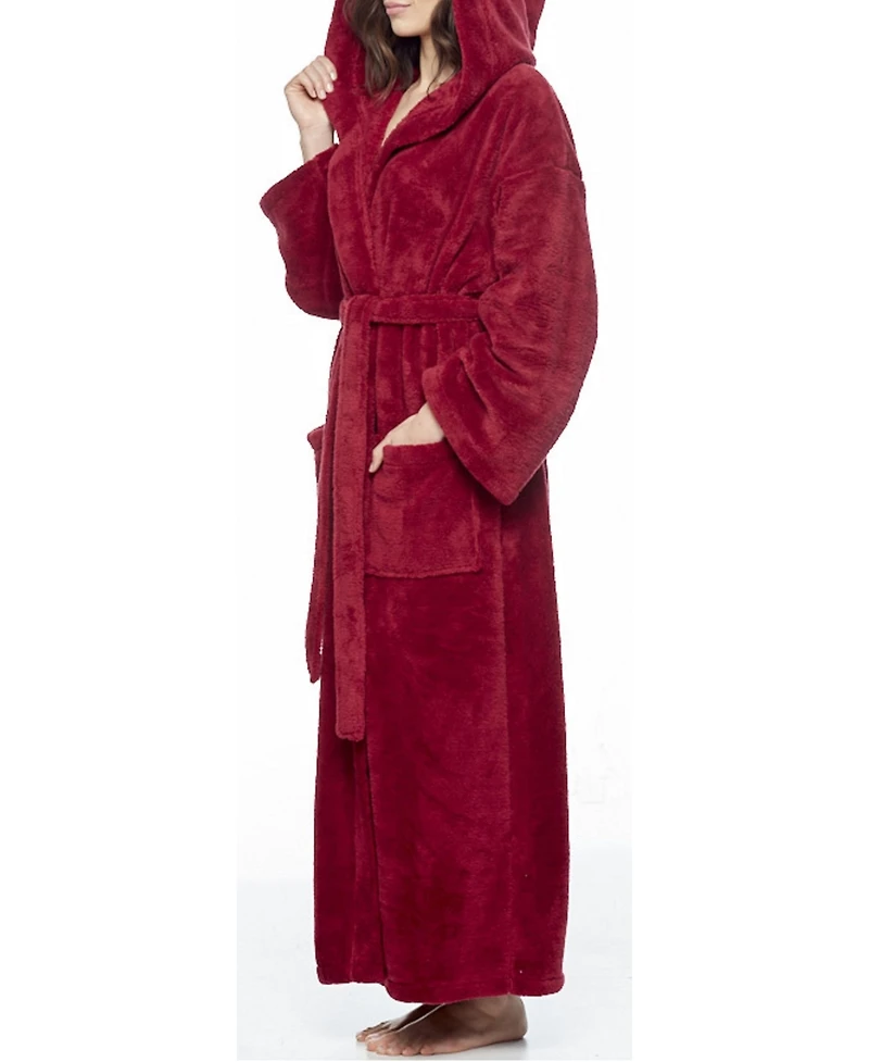 Arus Women's Hooded Full Ankle Length Premium Fleece Bathrobe