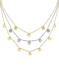 And Now This Triple Row Chain 16+2in Necklace with Disc Drops in Gold Plate or Two Tone Silver Plate