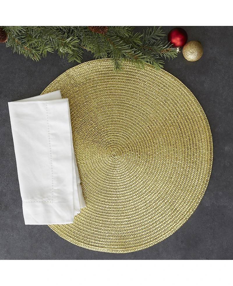 Design Imports Metallic Round Woven Polypropylene Placemat, Set of 6