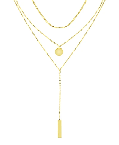 And Now This Triple Chain 15" Layered Disc & Bar Necklace in Gold Plate or Silver Plate