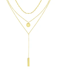 And Now This Triple Chain 15" Layered Disc & Bar Necklace in Gold Plate or Silver Plate