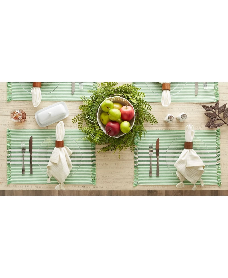 Design Imports Stripes with Fringe Placemat, Set of 6