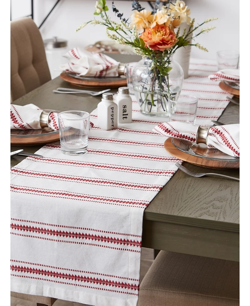 Design Imports Zig Dobby Stripe Table Runner