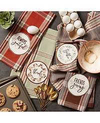Design Imports Thanksgiving Cozy Picnic, Plaid Dishtowel, Set of 4