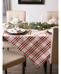 Design Imports Kitchen and Table Top Jolly Tree Collection Tablecloth, Nutcracker Plaid, 52" x 52"