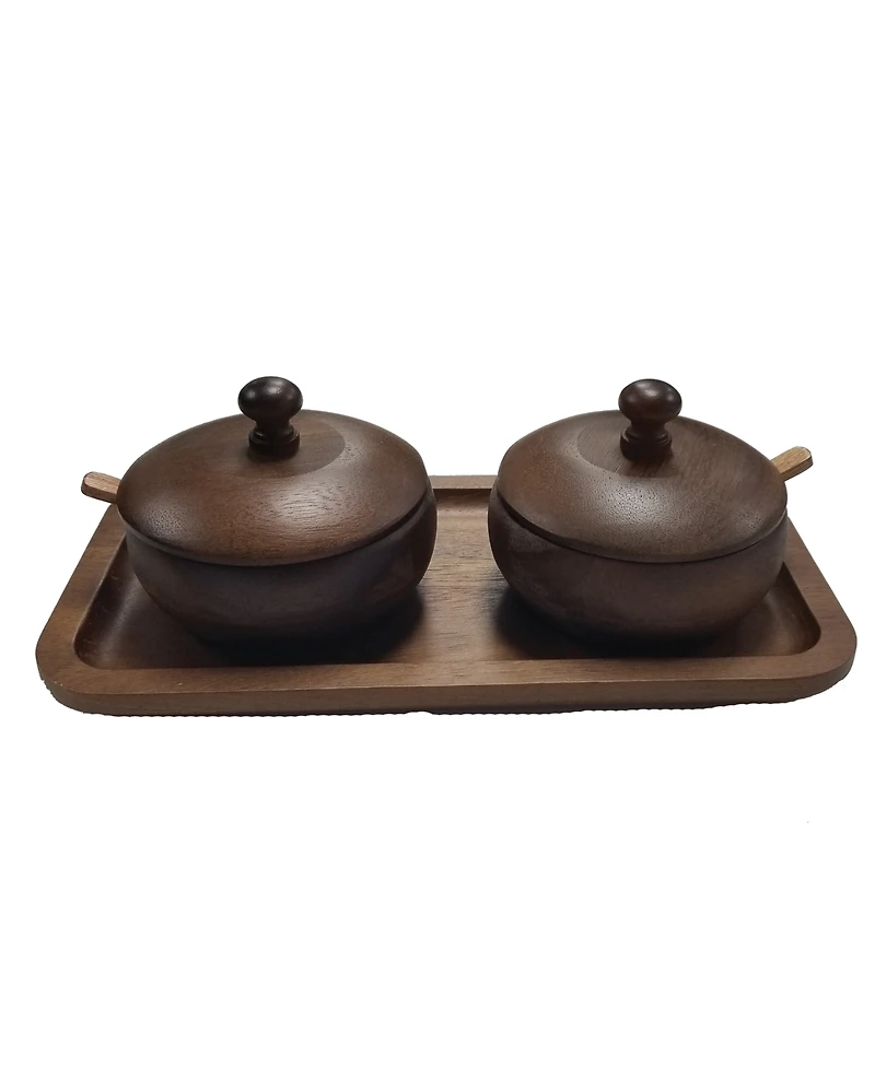 Acacia Wooden Spice Jar Set