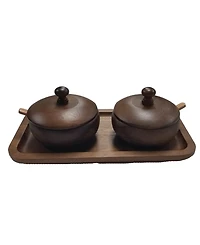 Acacia Wooden Spice Jar Set
