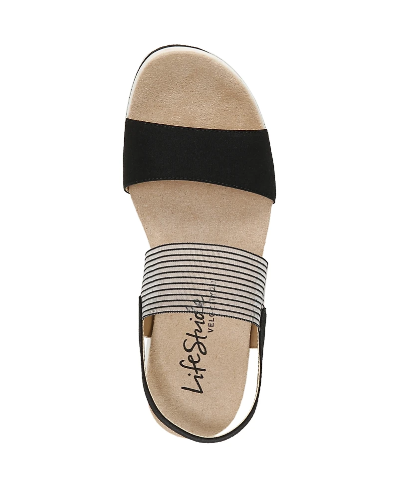 LifeStride Women's Zing Round Open Toe Wedge Slingback Sandals