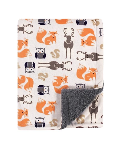 Hudson Baby Boys Dual-Sided Mink and Sherpa Plush Throw