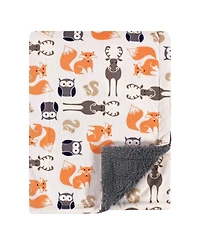 Hudson Baby Boys Dual-Sided Mink and Sherpa Plush Throw