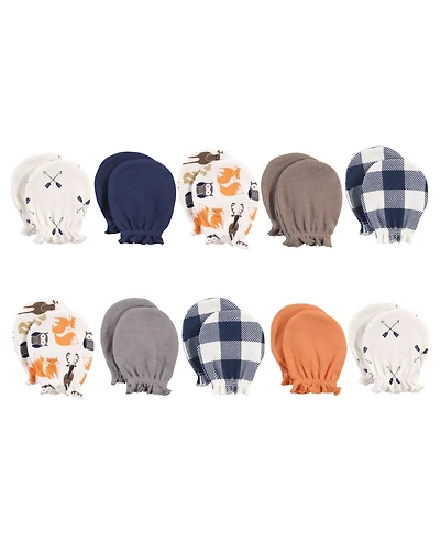 Hudson Baby Boys Soft Cotton Anti-Scratch Mittens
