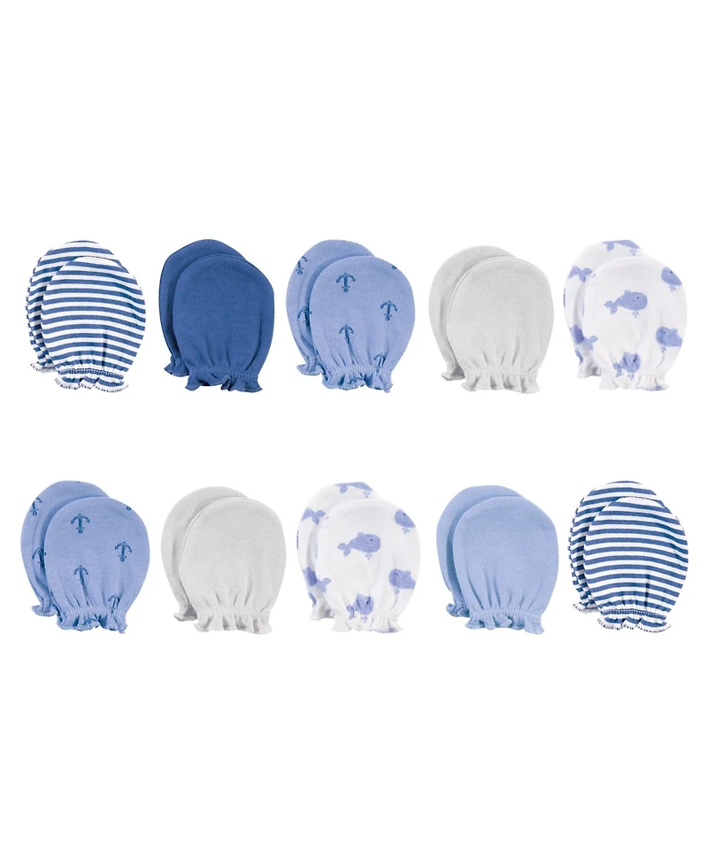 Hudson Baby Boys Soft Cotton Anti-Scratch Mittens