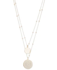 Lauren Ralph Lauren Gold-Tone Engraved Logo Two-Row Pendant Necklace, 16" + 3" extender