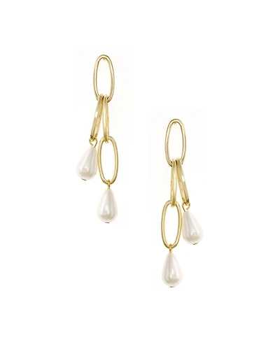 Ettika Oval Link Pearl Dangle Earrings