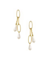 Ettika Oval Link Pearl Dangle Earrings