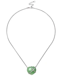 Dyed Jade Heart Crisscross Pendant Necklace in Sterling Silver, 17-1/2" + 2" extender