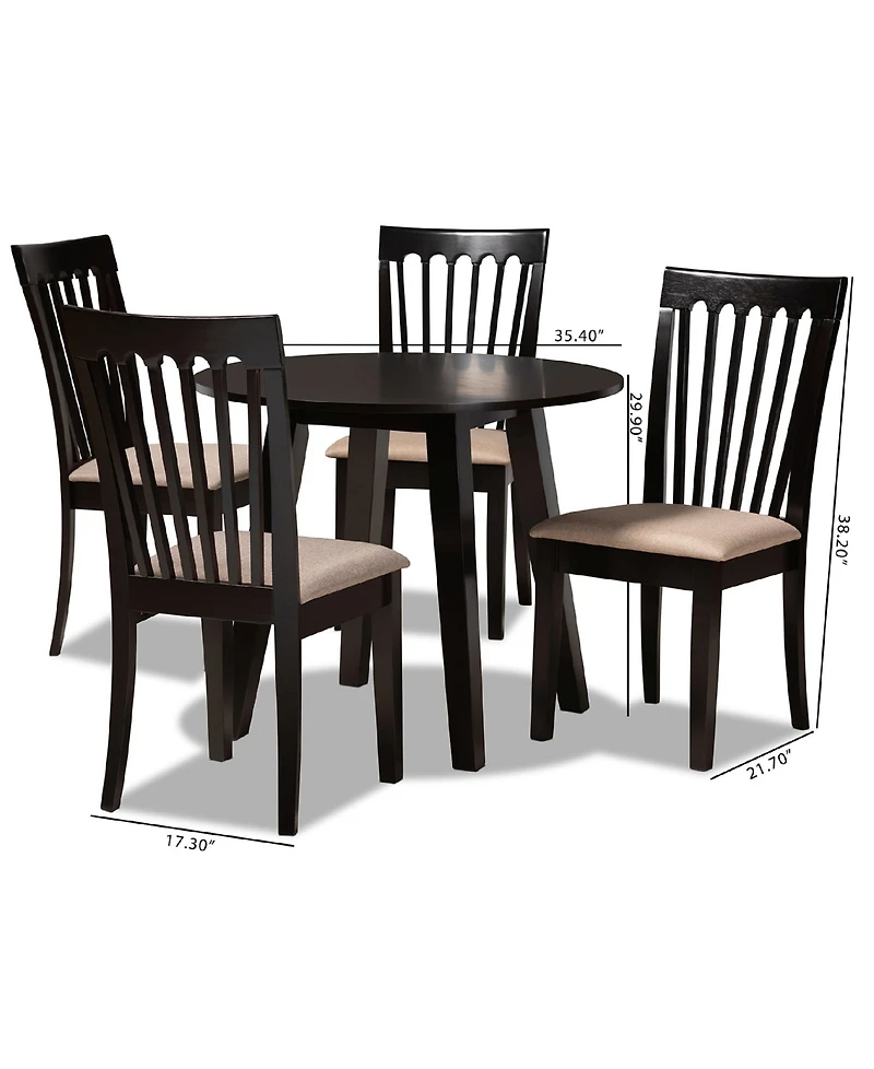 Maisie Modern and Contemporary Fabric Upholstered 5 Piece Dining Set