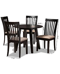 Maisie Modern and Contemporary Fabric Upholstered 5 Piece Dining Set