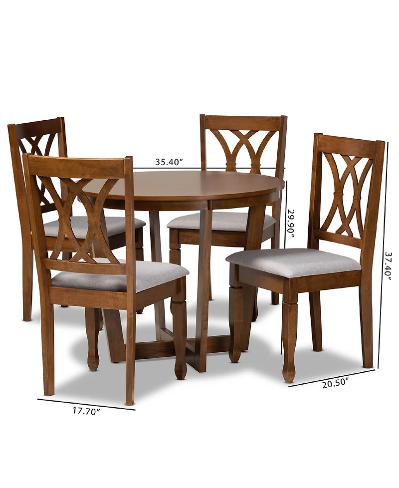 Aggie Modern and Contemporary Fabric Upholstered 5 Piece Dining Set