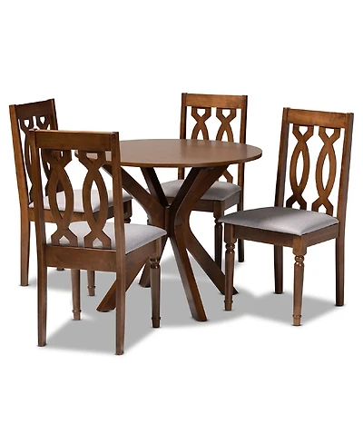 Callie Modern and Contemporary Fabric Upholstered 5 Piece Dining Set
