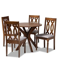 Callie Modern and Contemporary Fabric Upholstered 5 Piece Dining Set