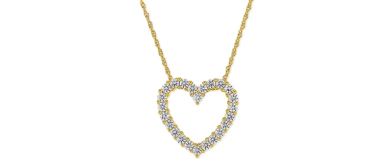 Cubic Zirconia Heart Pendant Necklace Sterling Silver