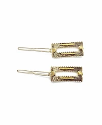 Women's Emerald Cut Rhinestones Barrette, Pack of 2