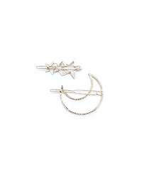Women's Crescent Moon and Stars Hair Clip Set, Pack of 2