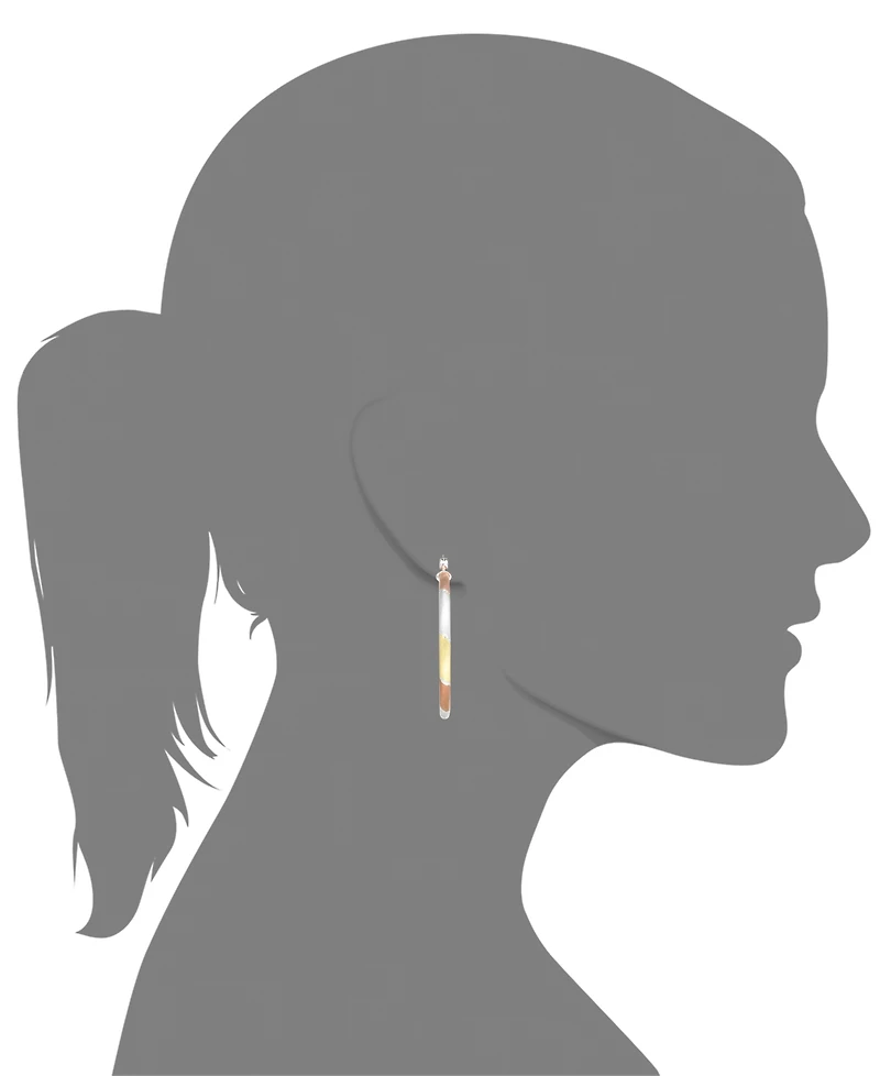 Simone I. Smith Platinum, 18k Rose Gold and 18k Gold over Sterling Silver Earrings, Extra-Large Tri-Color Hoop Earrings