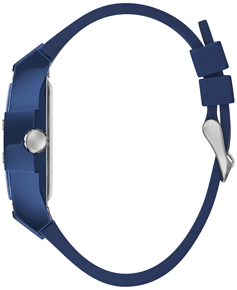 Guess Men's Blue Silicone Strap Watch 43mm